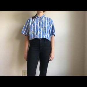 Blue and white button up